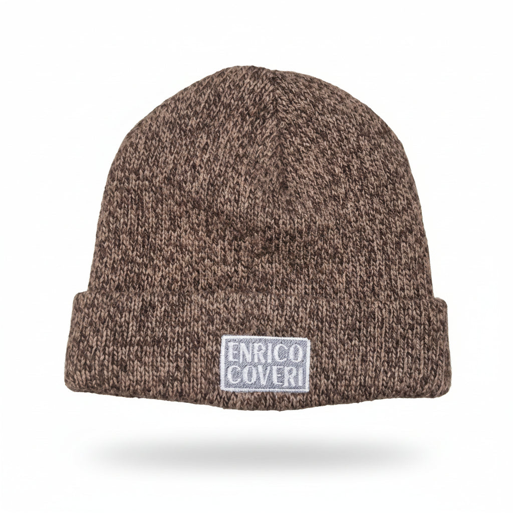 Cuffia melange, Enrico Coveri, Lana calda, Beige e Marrone
