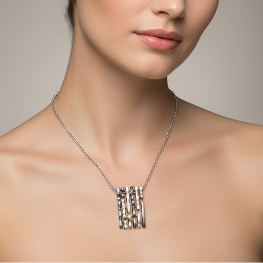 Flama Collana Donna Anallergica in Acciaio con Ciondolo Geometrico