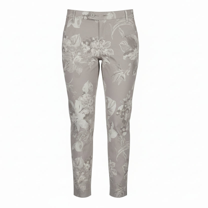 Pantaloni Donna Nero Giardini, Stampa Floreale Grigio Perla, P464504D