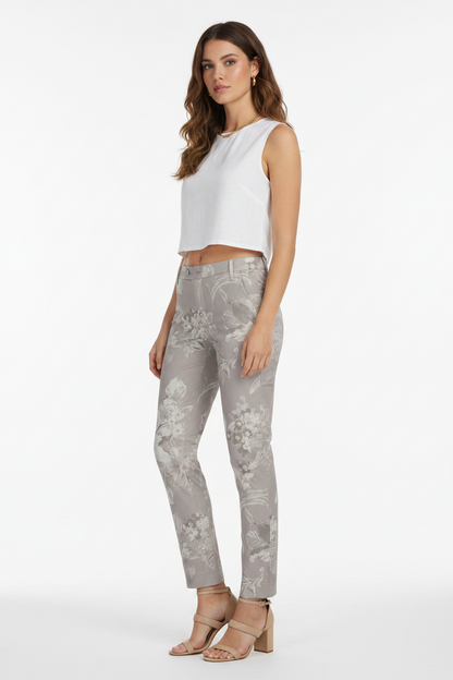 Pantaloni Donna Nero Giardini, Stampa Floreale Grigio Perla, P464504D