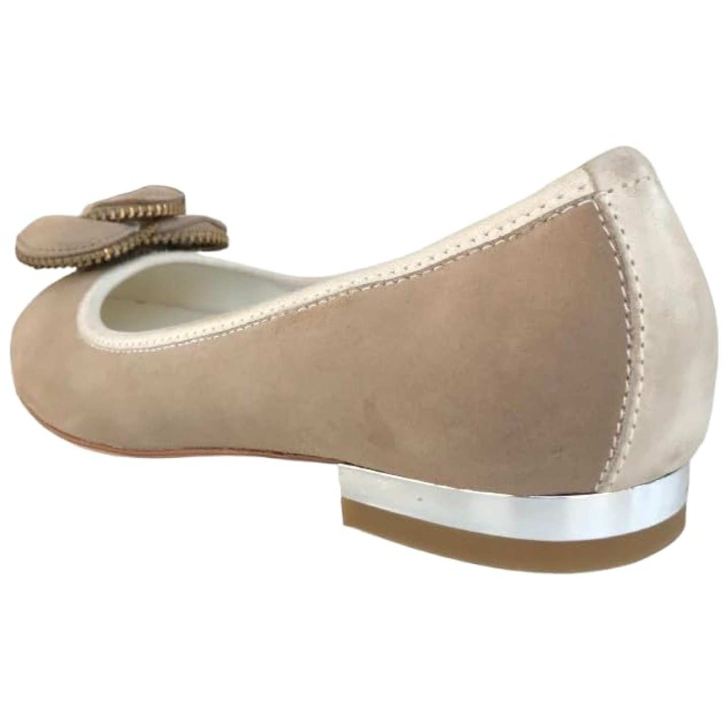 Ballerine NeroGiardini Tacco Basso camoscio Beige con riporti in Pelle