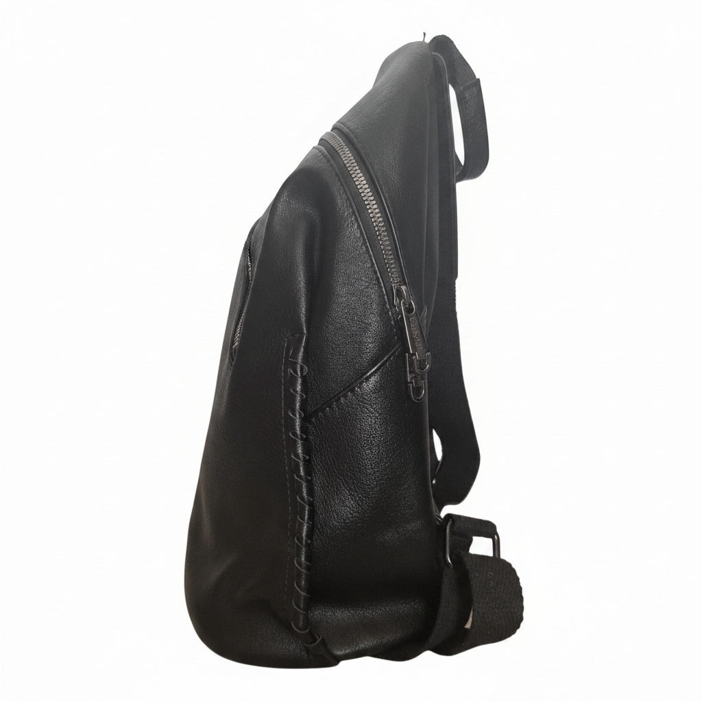Zaino Coveri Collection in Pelle Nera con Zip 37x34x17 cm