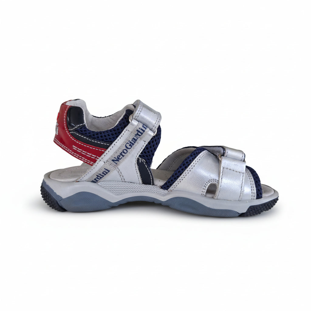 Sandali Bambino Nero Giardini Junior in Vera Pelle – Argento Blu Rosso Strappo Taglia 30