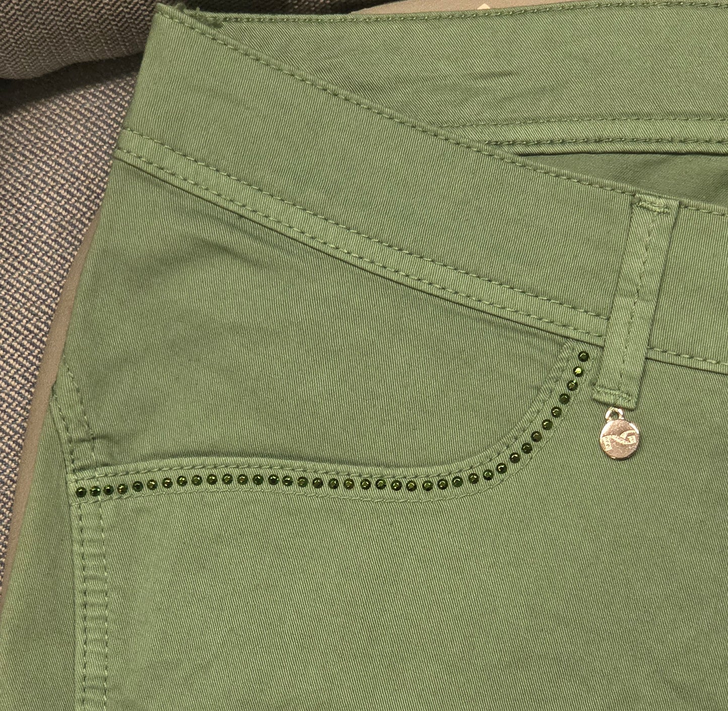 Pantaloni Estivi Donna Nero Giardini, Verde, Strass