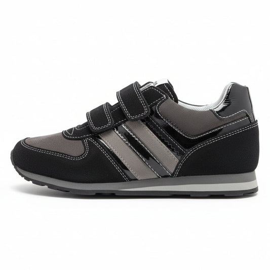 Sneakers Nero Giardini Junior Bambini Vera Pelle, chiusuea a strappo, Nero e Grigio, 35 EU