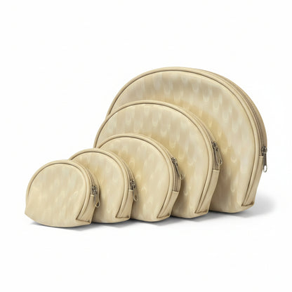 Set 5 pezzi da viaggio, Porta monete, Beauty case, Porta trucchi, Beige