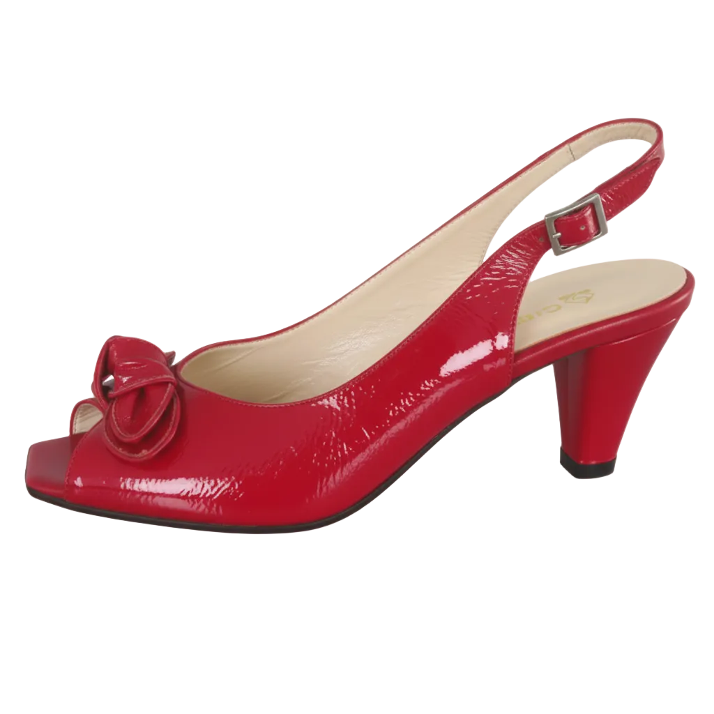 Sandali Cinzia Valle, Vera Pelle Naplak Rosso, fiocco, Open Toe, 37 IT