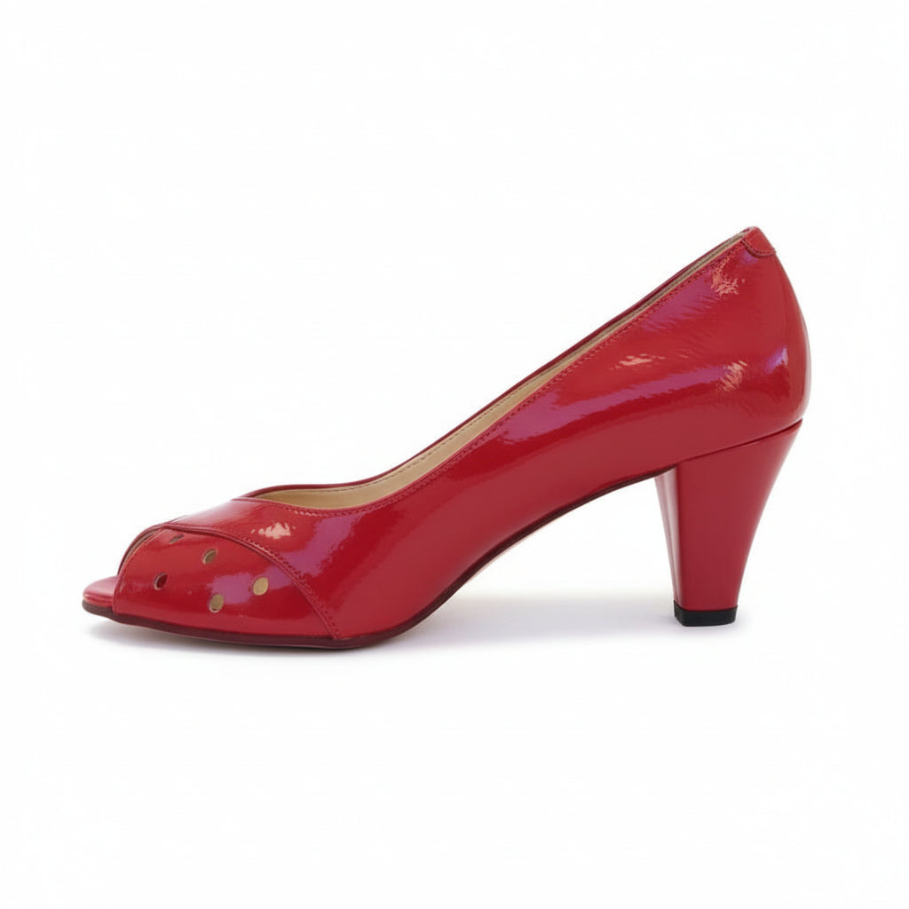 Scarpe spuntate Cinzia Valle, Rosso, Vera Pelle Naplak in vernice, Open Toe