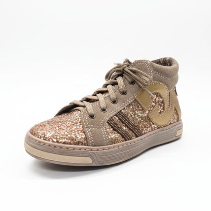 Sneakers da bambina Glitter Oro Nero Giardini 26122, Vera Pelle Beige - 30 EU