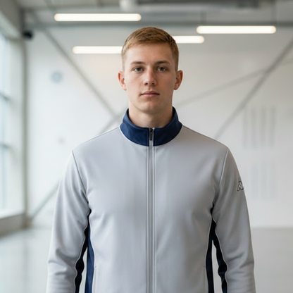 Kappa Maglia Sportiva Uomo, Beige e Blu Navy, con cerniera zip