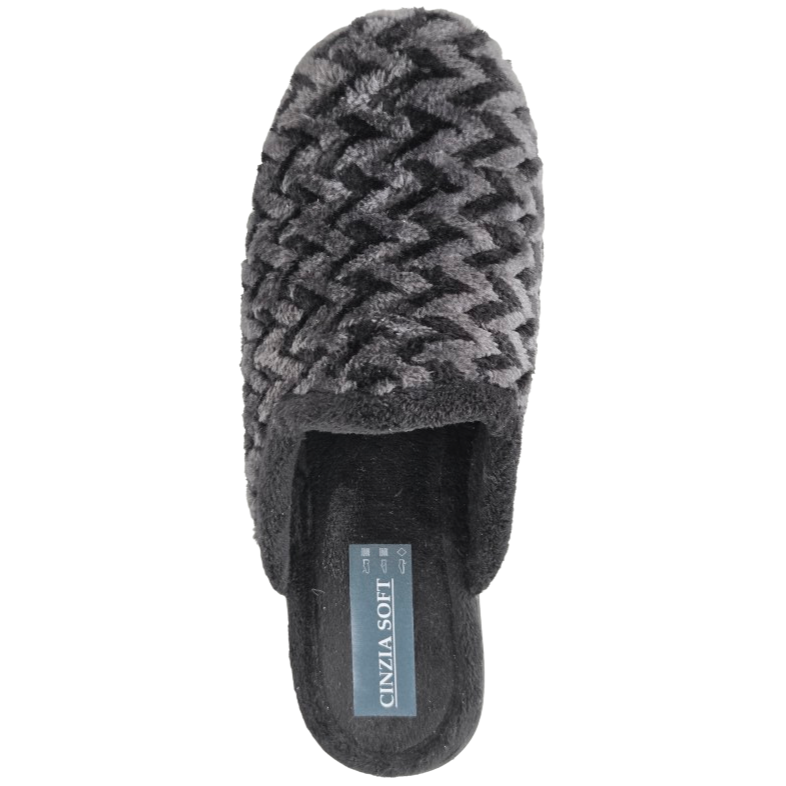 Cinzia Soft ED13018 002 Ciabatte Pantofole Calde Donna Velour Nero