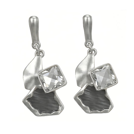 Flama Orecchini Pendenti da Donna in Acciaio Anallergico, con Cristallo