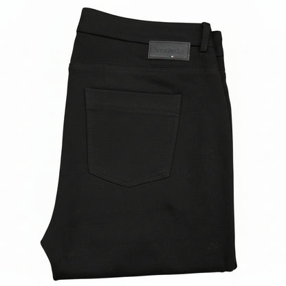 Pantaloni elasticizzati da donna, Nero Giardini, Nero, punto milano, con bottone gioiello e zip