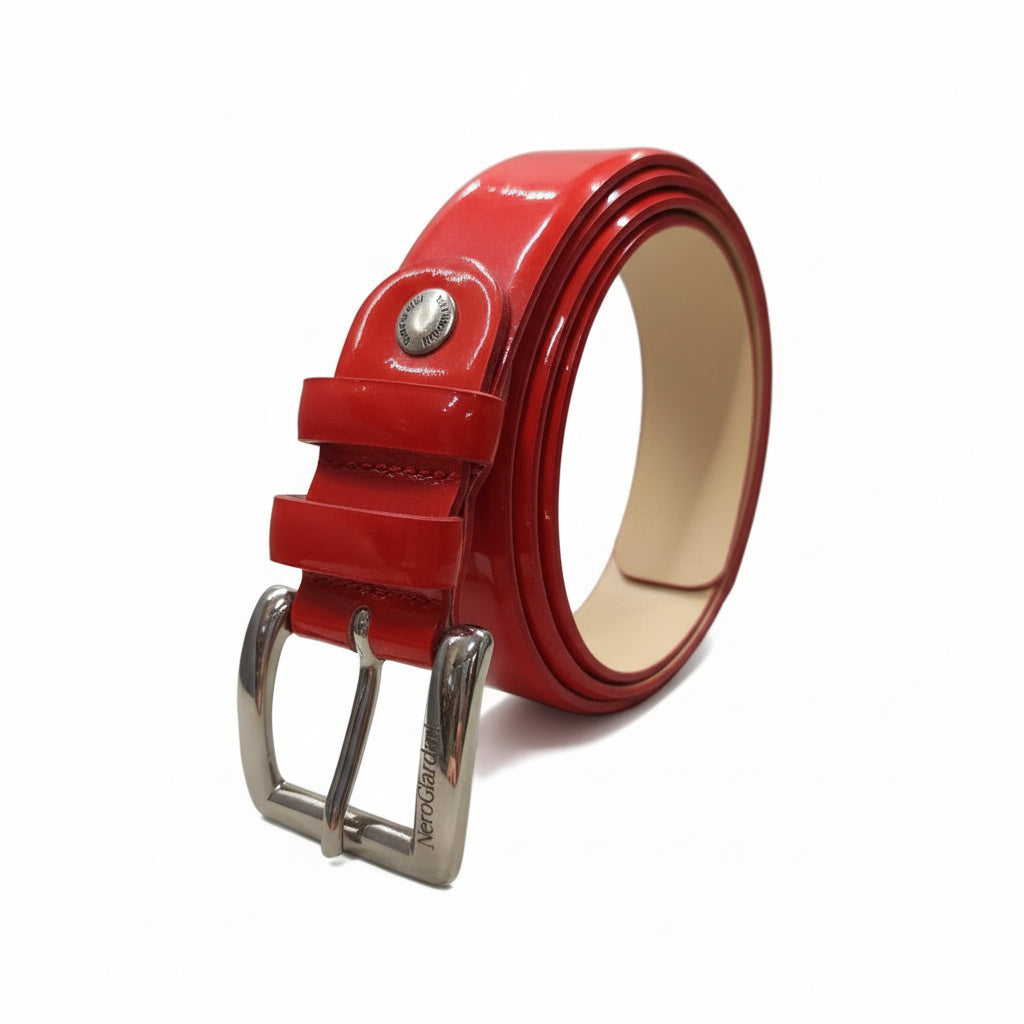 NeroGiardini Cintura Donna Rosso Corallo Vera Pelle Lucida P350738D