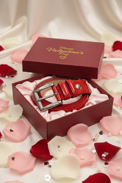 NeroGiardini Cintura Donna Rosso Corallo Vera Pelle Lucida P350738D