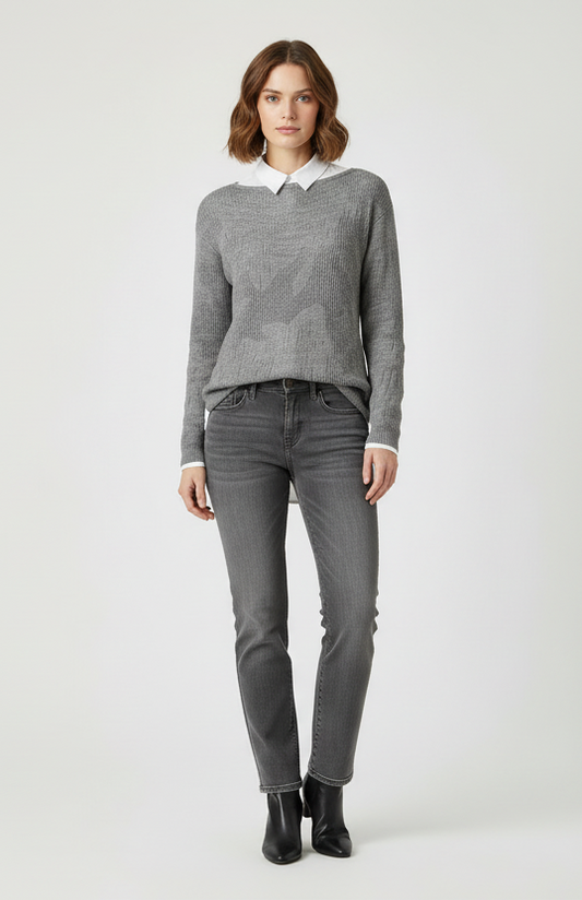 Maglia a maniche lunge Donna NeroGiardini A560109D Grigio con lavorazione