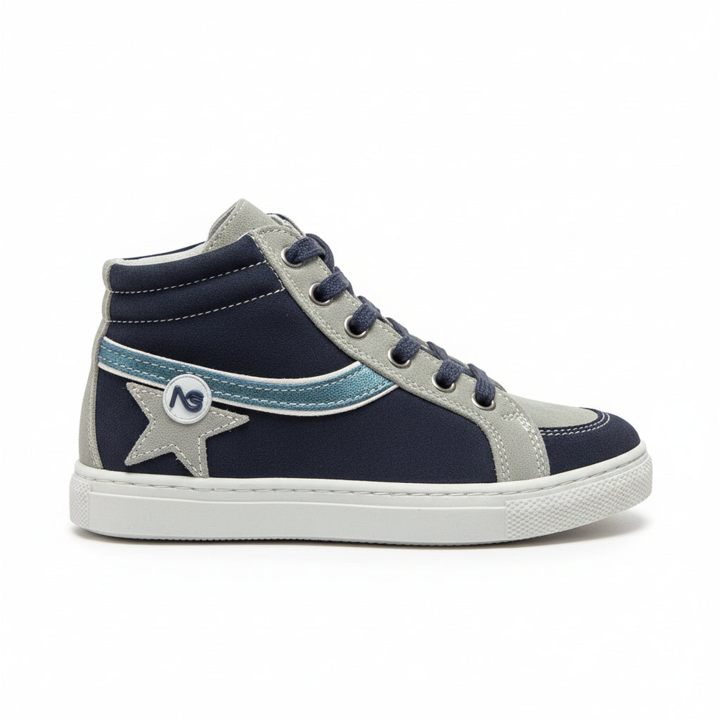 Sneakers Bambini, Nero Giardini Junior, A529741M, Vera Pelle, Blu, Fumo, Petrolio - 28 EU