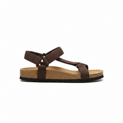 Sandali Mauri Moda Marrone Testa di Moro, Uomo, Chiusura Multi Strappo, Vera Pelle Nabuk