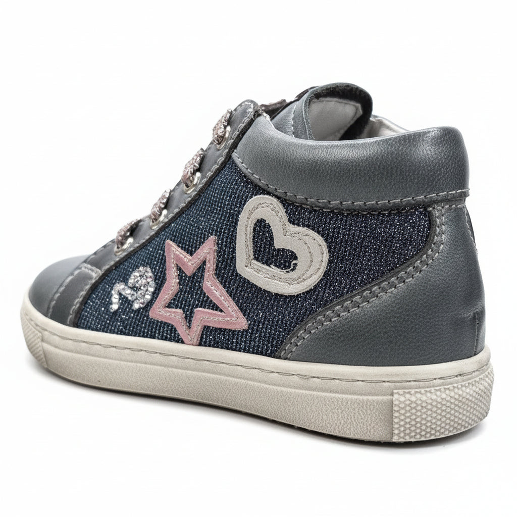 Scarpe da bambina Nero Giardini con zip, glitter cangianti, Vera Pelle - 23 EU