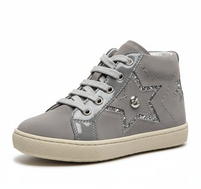Nero Giardini Scarpe da bambina, Grigio Fumo, Vera Pelle, Stella Glitter - 25 EU