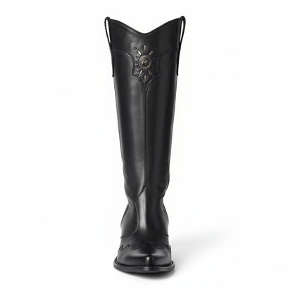 Stivali Texani Nero Giardini 00190, Vera Pelle, Nero, Donna