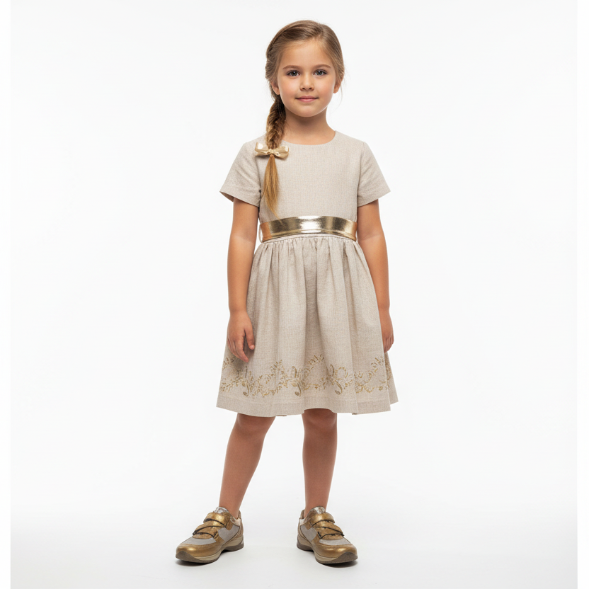 Sneakers NeroGiardini Beige e Bronzo con strappo - 26