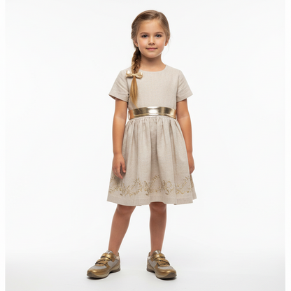Sneakers NeroGiardini Beige e Bronzo con strappo - 26