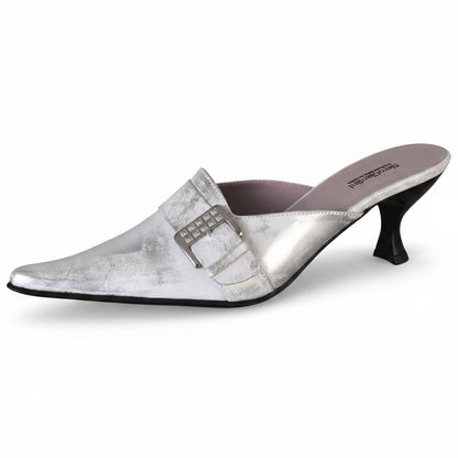 Sabot Donna Nero Giardini in Vera Pelle – Argento