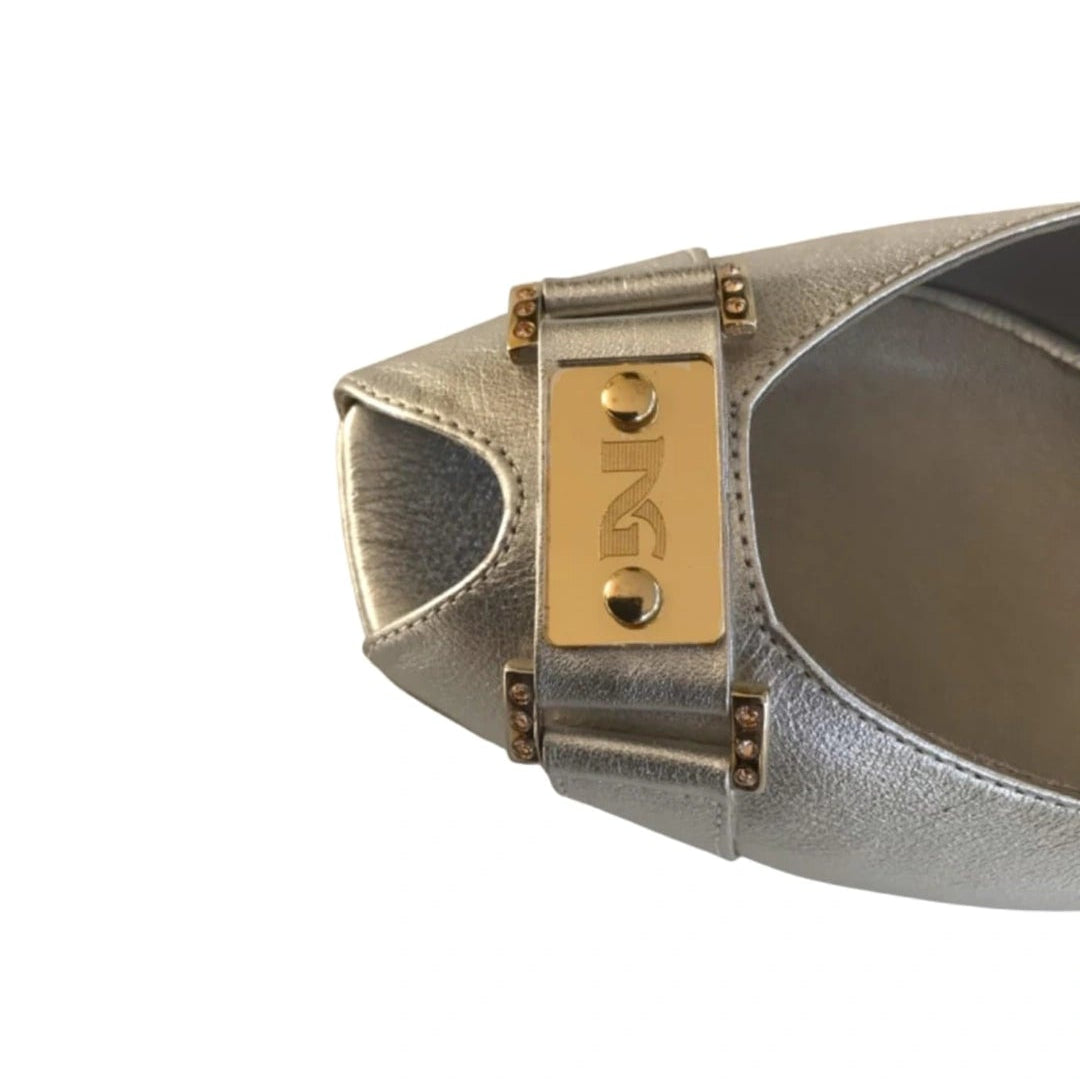 Décolleté spuntate, Nero Giardini, 740E, Open Toe, Vera Pelle, Argento, 36 IT