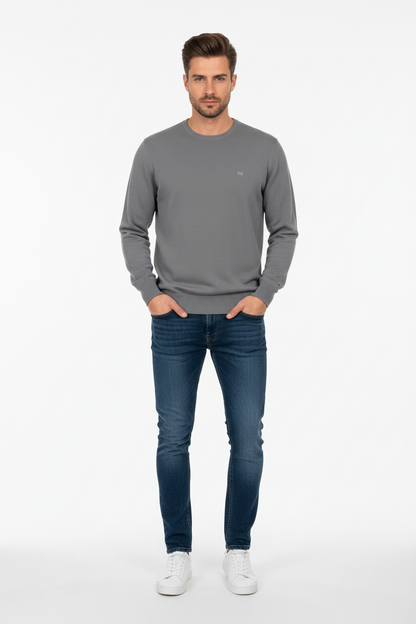 Maglia Uomo Nero Giardini, Grigio Fumo, Cotone, 48 IT, Girocollo