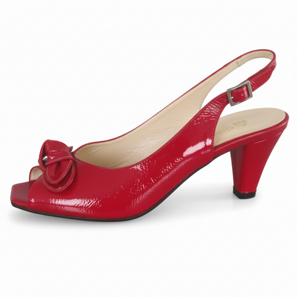 Sandali Cinzia Valle, Vera Pelle Naplak Rosso, fiocco, Open Toe, 37 IT