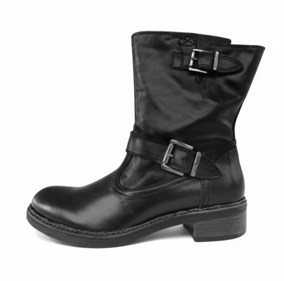 Bikers NeroGiardini A513963D Vera Pelle, Nero, con doppia fibbia, Numero 39 EU