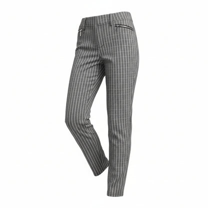 Pantaloni a righe elasticizzati, Gladys, morbidi, aderenti, con tasche decorative, Taglia S/M