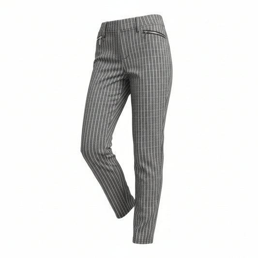 Pantaloni a righe elasticizzati, Gladys, morbidi, aderenti, con tasche decorative, Taglia S/M