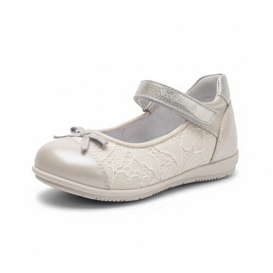 Scarpe ballerine Bambina Nero Giardini P621410F Vera Pelle, Pizzo, Avorio Champagne