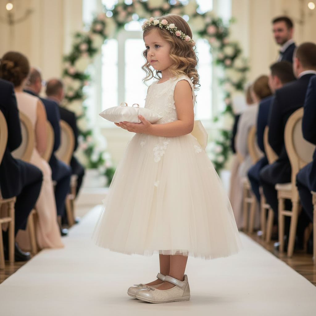 Scarpe ballerine Bambina Nero Giardini P621410F Vera Pelle, Pizzo, Avorio Champagne