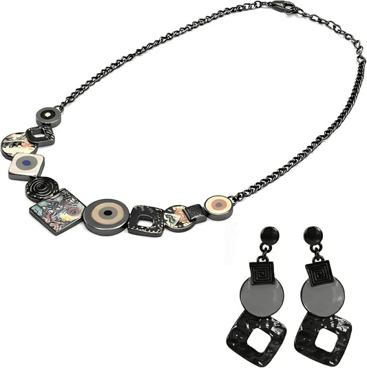 Set coordinato Collana e Orecchini, Gioielli Geometrici Anallergici