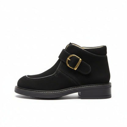 Scarponcino Bambini, Piergentili, Vera Pelle Crosta, Nero, Fibbia Oro
