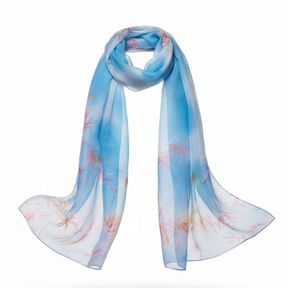 Foulard Coveri Collection Sciarpa Leggera Celeste cielo con stampa floreale