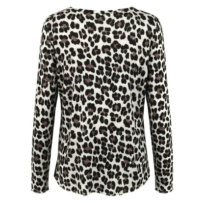 Maglia Donna Leopardata FLORA, Maniche Lunghe, Motivo Animalier, Bianco - TAGLIA UNICA