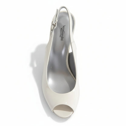Sandali con zeppa, Nero Giardini, Bianco, Open Toe Vera Pelle, Vernice, 37 IT