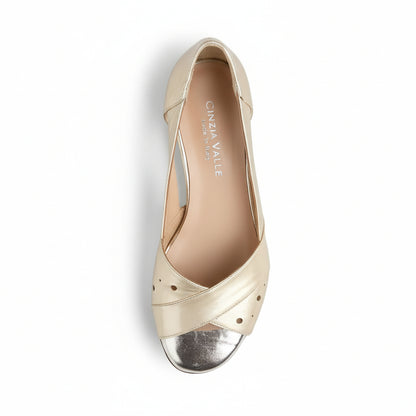 Décolleté spuntate, Cinzia Valle, Vera Pelle, Platino, Open Toe