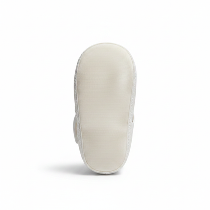 Scarpine Chicco Due Occhietti Bianco Bimbi Cotone Fibbia Oro