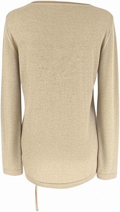 NeroGiardini Maglia Donna in Viscosa con Lurex Argento, Beige, Manica Lunga, P660230D, Taglia 46 EU