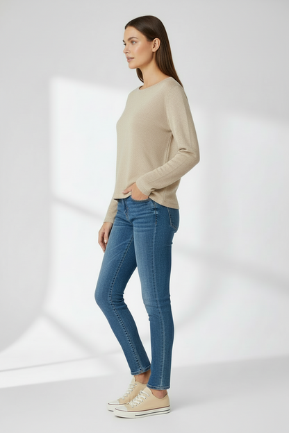 NeroGiardini Maglia Donna in Viscosa con Lurex Argento, Beige, Manica Lunga, P660230D, Taglia 46 EU