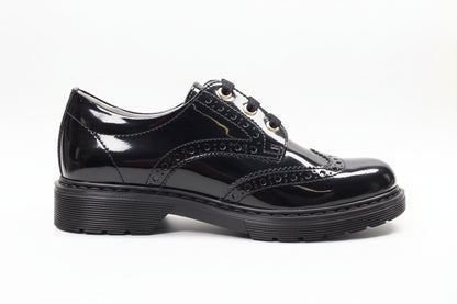 Scarpa inglesina da bambina Nero Giardini A528231F Diamond Nero, Vera Pelle Lucida