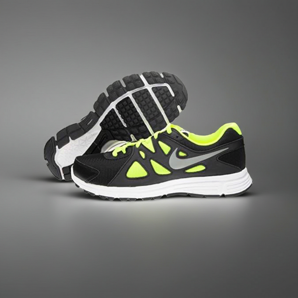 Nike Revolution 2 GS Scarpe da Corsa, Uomo/Donna, Nero e giallo fluo