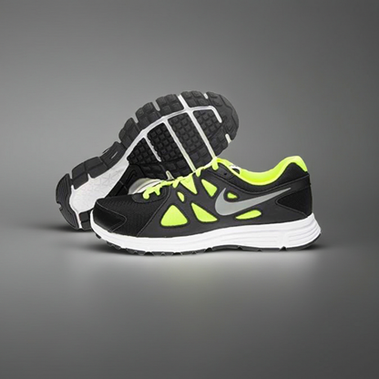 Nike Revolution 2 GS Scarpe da Corsa, Uomo/Donna, Nero e giallo fluo