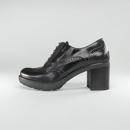 Scarpe Francesine Donna NeroGiardini Art A616490D Tacco a blocco, Vera Pelle, Nero