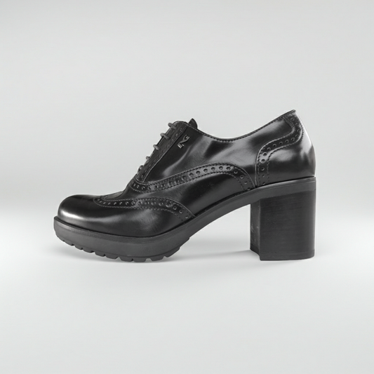 Scarpe Francesine Donna NeroGiardini Art A616490D Tacco a blocco, Vera Pelle, Nero